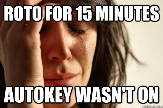 Roto for 15 minutes Autokey wasn't on  First World Problems