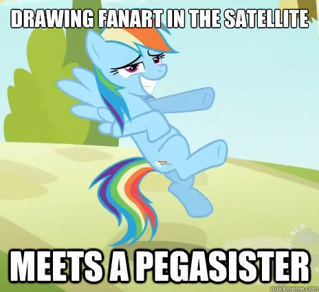 Drawing fanart in the satellite meets a pegasister - Drawing fanart in the satellite meets a pegasister  Socially Awesome Brony