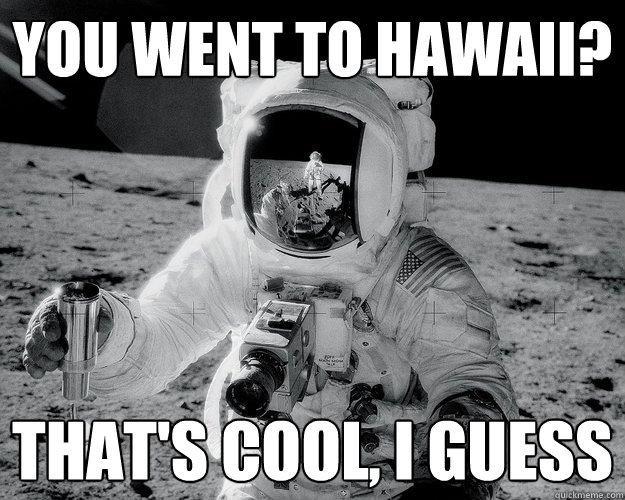 you went to Hawaii? that's cool, i guess  Moon Man