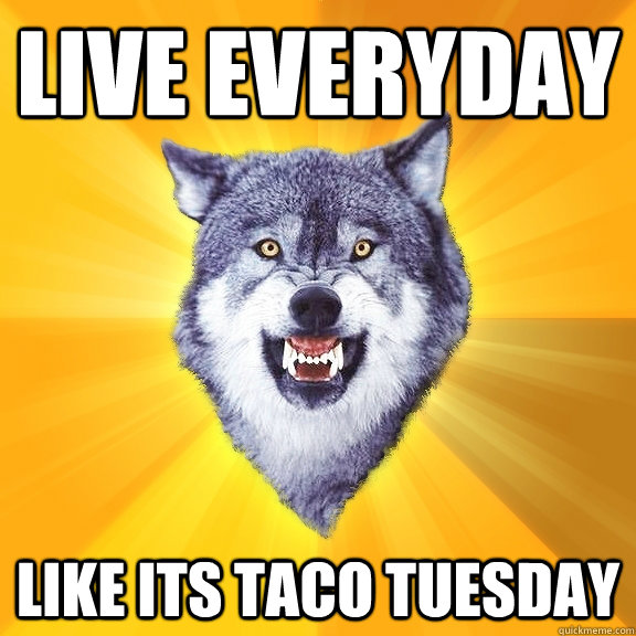 Live everyday Like its Taco Tuesday  Courage Wolf