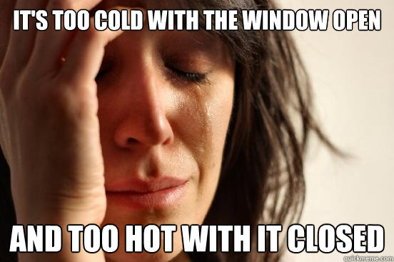 It's too cold with the window open and too hot with it closed  First World Problems