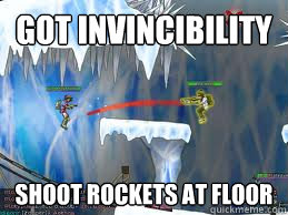 got invincibility shoot rockets at floor  