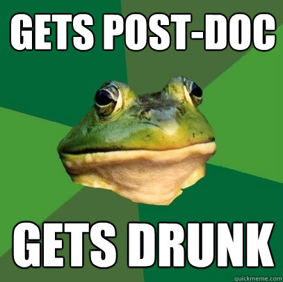 gets post-doc gets drunk  Foul Bachelor Frog