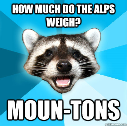 HOW MUCH DO THE ALPS WEIGH? MOUN-TONS  Lame Pun Coon