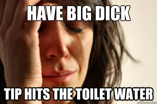 have big Dick tip hits the toilet water - have big Dick tip hits the toilet water  First World Problems