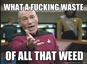 What a fucking waste of all that weed  Annoyed Picard