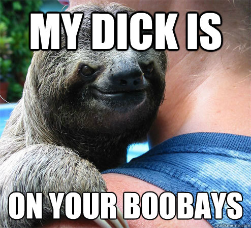 My dick is  on your boobays
  Suspiciously Evil Sloth