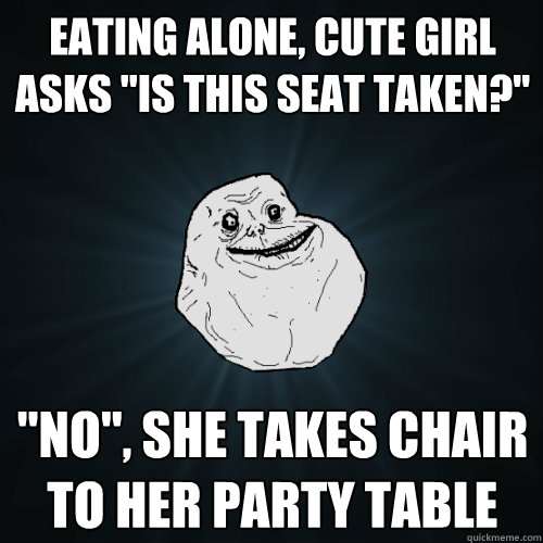 Eating alone, Cute girl asks 