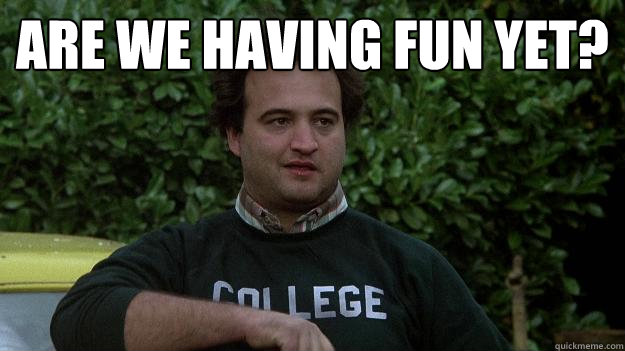 Are we having fun yet?   John Belushi