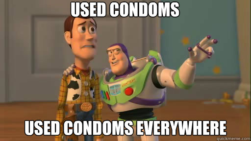 Used condoms Used condoms everywhere  Everywhere