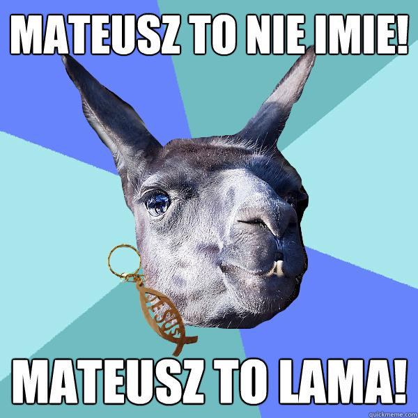 Mateusz to nie imie! Mateusz to lama!  Christian Mama Llama