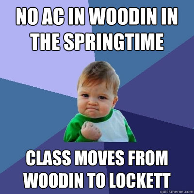 No AC in Woodin in the Springtime Class moves from Woodin to Lockett  Success Kid