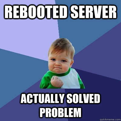 Rebooted Server actually solved problem - Rebooted Server actually solved problem  Success Kid