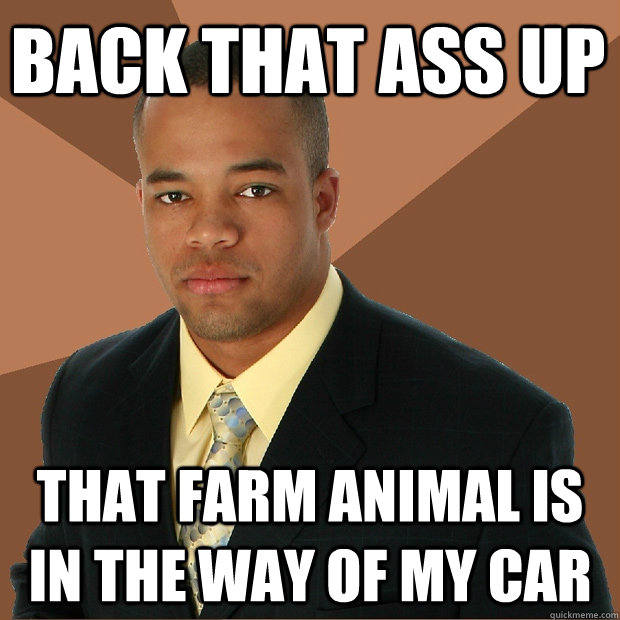 Back that ass up That farm animal is in the way of my car  Successful Black Man