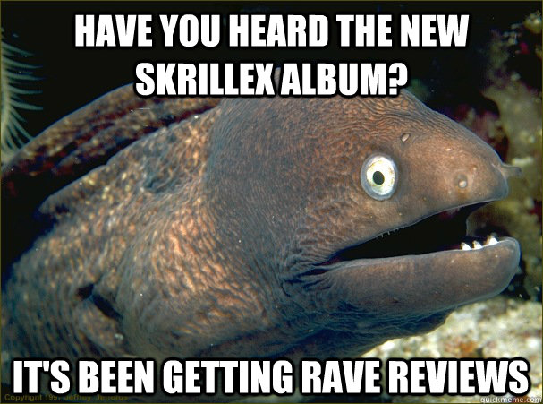 Have you heard the new skrillex album? it's been getting rave reviews  Bad Joke Eel
