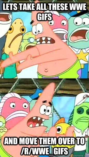 Lets take all these WWE gifs and move them over to /r/wwe_gifs  Push it somewhere else Patrick