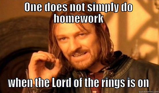 ONE DOES NOT SIMPLY DO HOMEWORK WHEN THE LORD OF THE RINGS IS ON Boromir