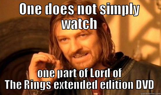 ONE DOES NOT SIMPLY WATCH ONE PART OF LORD OF THE RINGS EXTENDED EDITION DVD Boromir