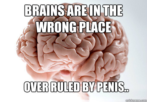 brains are in the wrong place over ruled by penis..  Scumbag Brain