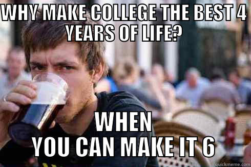 WHY MAKE COLLEGE THE BEST 4 YEARS OF LIFE? WHEN YOU CAN MAKE IT 6 Lazy College Senior