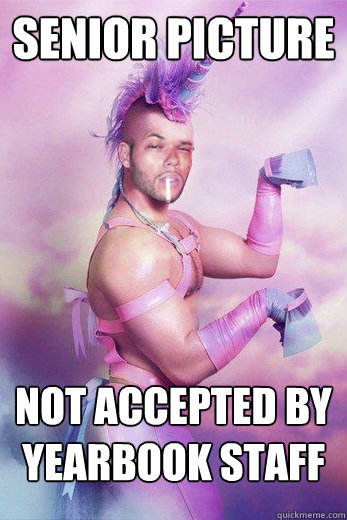 senior picture not accepted by yearbook staff  Gay Unicorn Alex