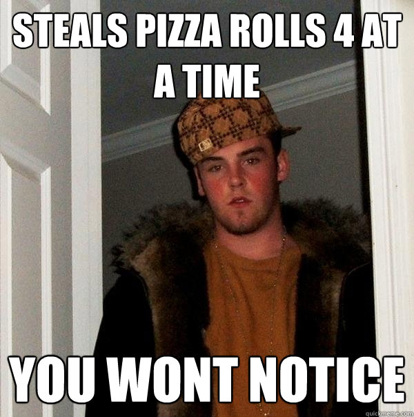 steals pizza rolls 4 at a time you wont notice - steals pizza rolls 4 at a time you wont notice  Scumbag Steve
