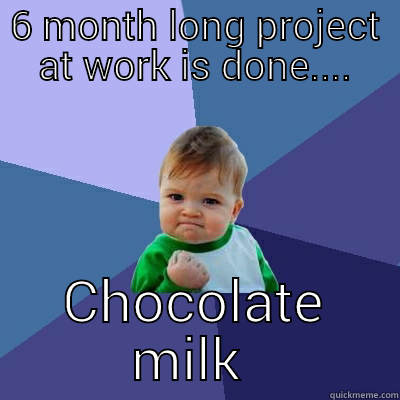 6 MONTH LONG PROJECT AT WORK IS DONE.... CHOCOLATE MILK TONIGHT!  Success Kid