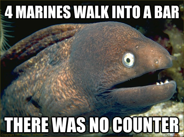 4 marines walk into a bar there was no counter - 4 marines walk into a bar there was no counter  Bad Joke Eel
