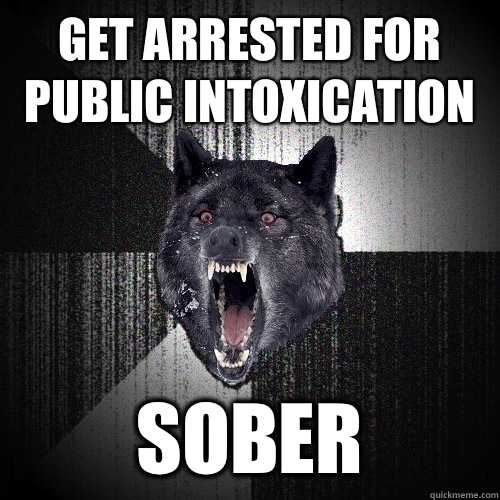 Get arrested for public intoxication Sober  Insanity Wolf