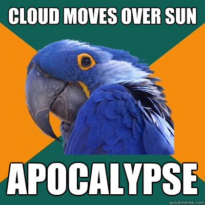 Cloud moves over sun apocalypse  Paranoid Parrot
