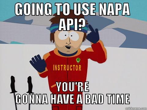 GOING TO USE NAPA API? YOU'RE GONNA HAVE A BAD TIME Youre gonna have a bad time