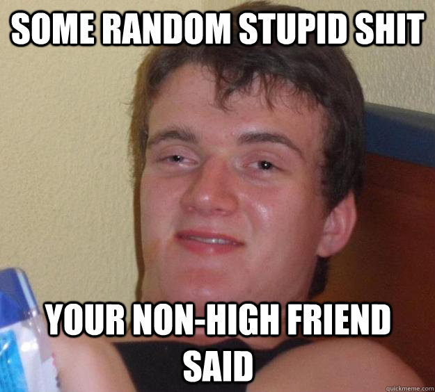 Some random stupid shit Your non-high friend said  10 Guy