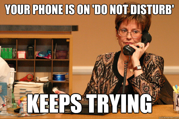 your phone is on 'do not disturb' keeps trying - your phone is on 'do not disturb' keeps trying  Idiot Receptionist