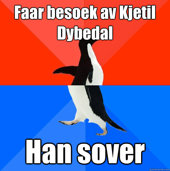 Fåaar besoek av Kjetil Dybedal  Han sover   Socially Awesome Awkward Penguin