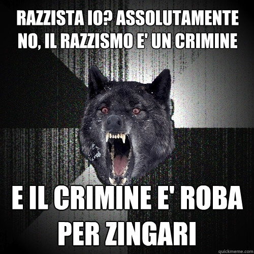 razzista io? assolutamente no, il razzismo e' un crimine e il crimine e' roba per zingari  Insanity Wolf