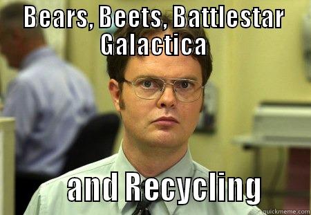 bears beets - BEARS, BEETS, BATTLESTAR GALACTICA          AND RECYCLING      Schrute