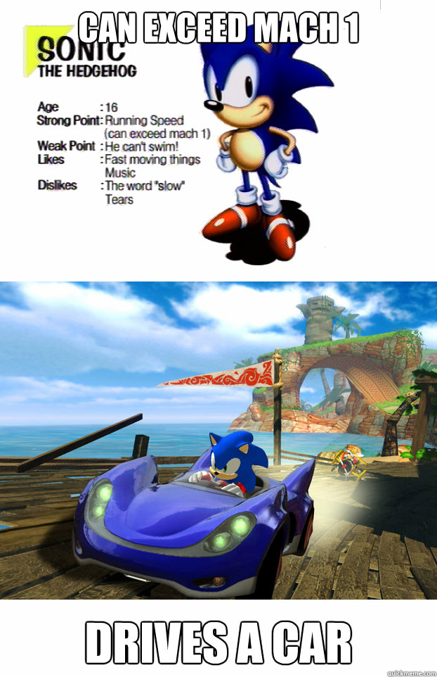 can exceed mach 1 drives a car - can exceed mach 1 drives a car  Scumbag Sonic
