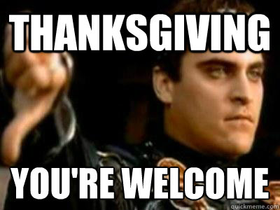 Thanksgiving You're welcome
  Downvoting Roman