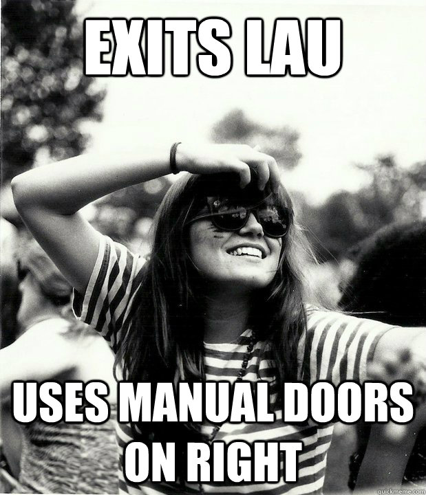 Exits lau uses manual doors on right - Exits lau uses manual doors on right  Georgetown Hipster