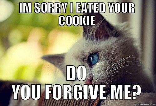 IM SORRY I EATED YOUR COOKIE DO YOU FORGIVE ME? First World Problems Cat