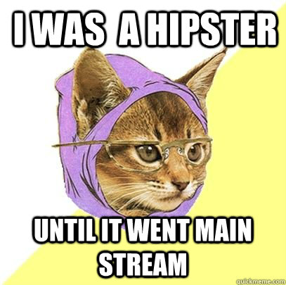 I was  a hipster until it went main stream  Hipster cat knowledge