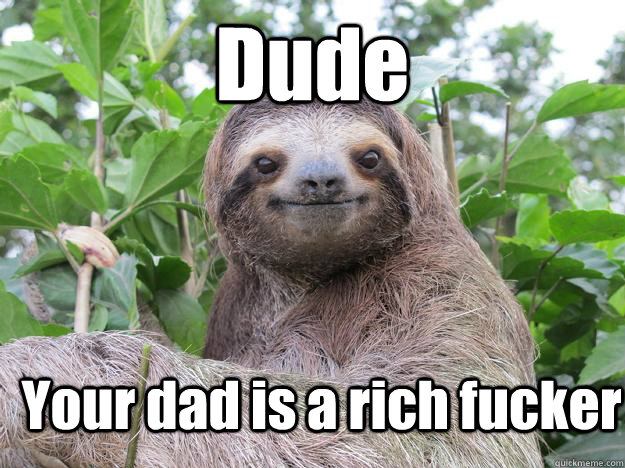 Dude Your dad is a rich fucker  Stoned Sloth