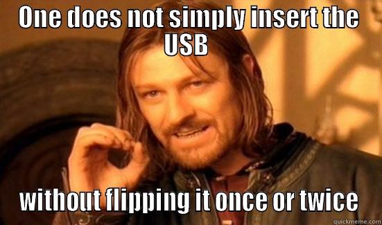 ONE DOES NOT SIMPLY INSERT THE USB  WITHOUT FLIPPING IT ONCE OR TWICE Boromir