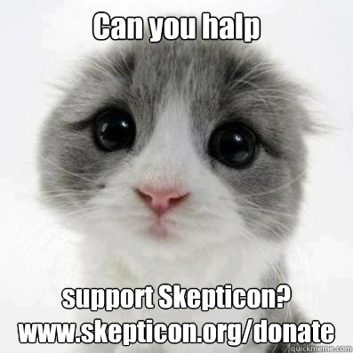 Can you halp support Skepticon?
www.skepticon.org/donate - Can you halp support Skepticon?
www.skepticon.org/donate  Cute Cat