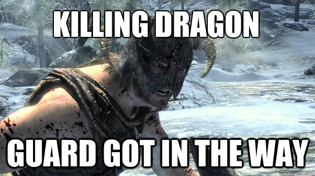 Killing dragon Guard got in the way - Killing dragon Guard got in the way  Dragonborn Problems