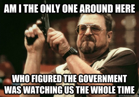 Am I the only one around here who figured the government was watching us the whole time - Am I the only one around here who figured the government was watching us the whole time  Am I the only one