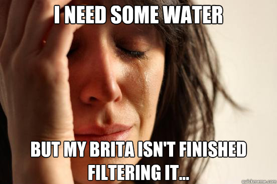 I need some water but my brita isn't finished filtering it... - I need some water but my brita isn't finished filtering it...  First World Problems