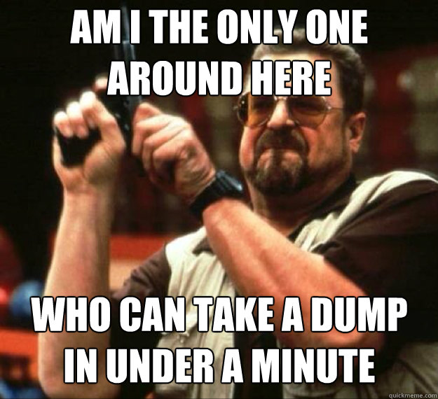 AM I THE ONLY ONE AROUND HERE Who can take a dump in under a minute  