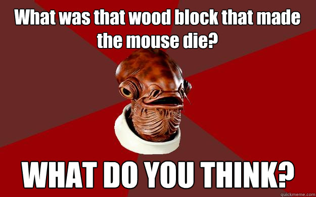 What was that wood block that made the mouse die? WHAT DO YOU THINK?  Admiral Ackbar Relationship Expert