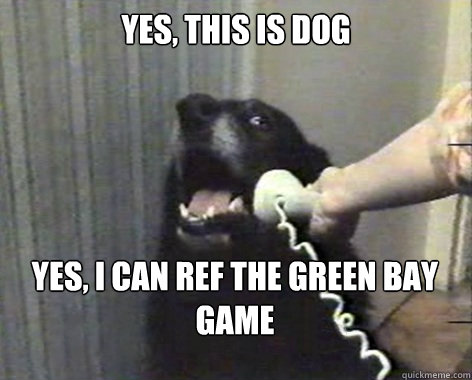 yes, this is dog yes, i can ref the green bay game  yes this is dog